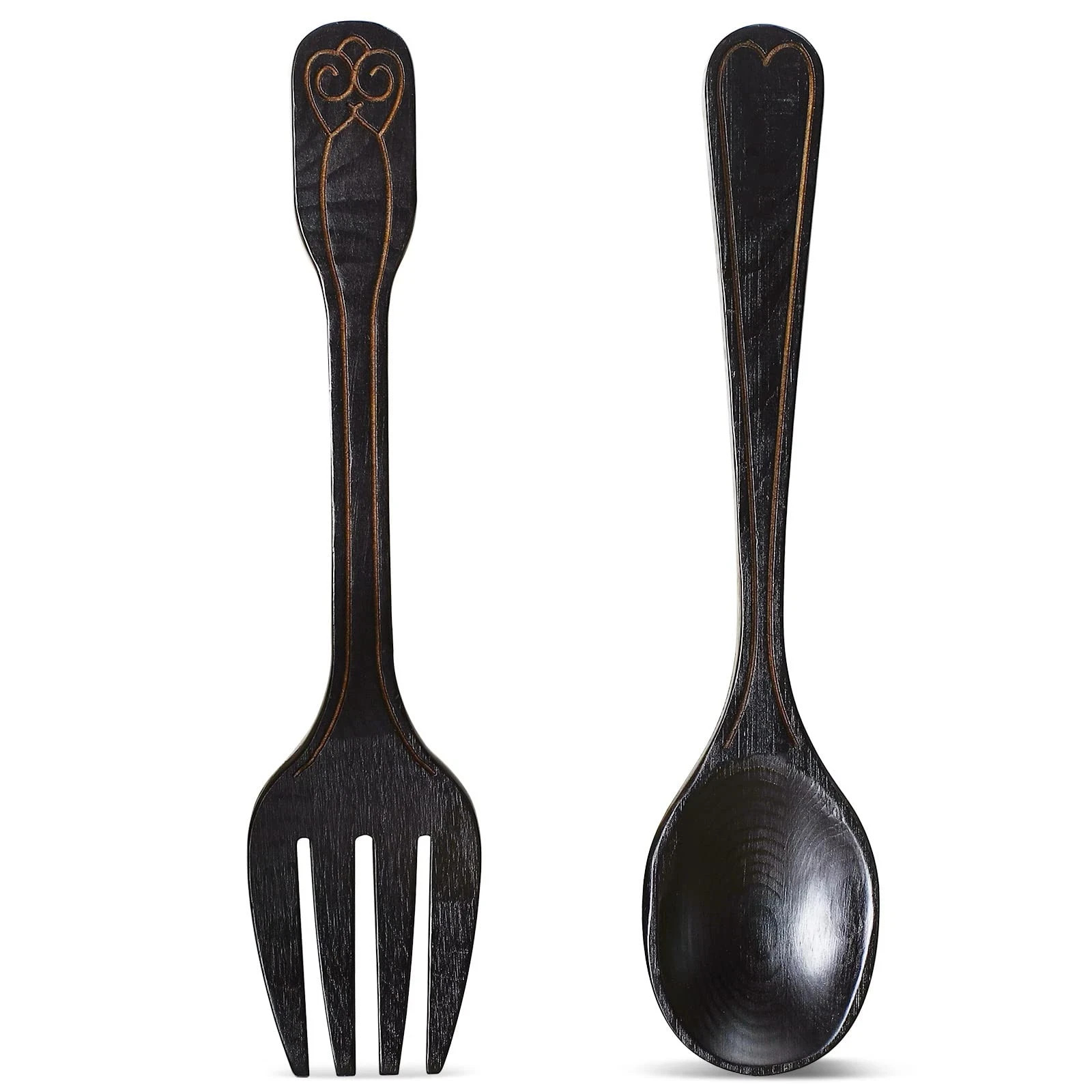 Large Fork and Spoon Wall Decoration Rustic Kitchen Decoration 2 Pieces Wooden