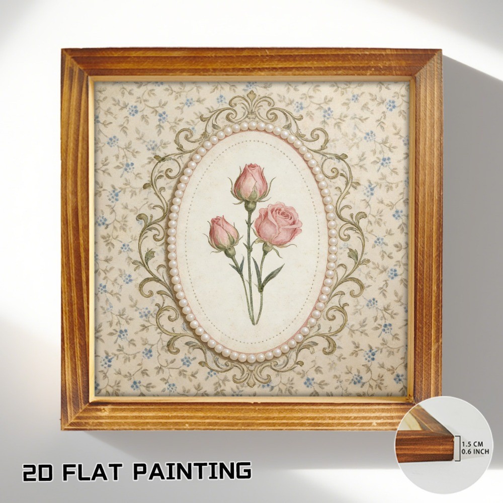 Pink Rose Floral Wooden Sign Rustic Vintage Farmhouse Decor for Bedroom Cafe