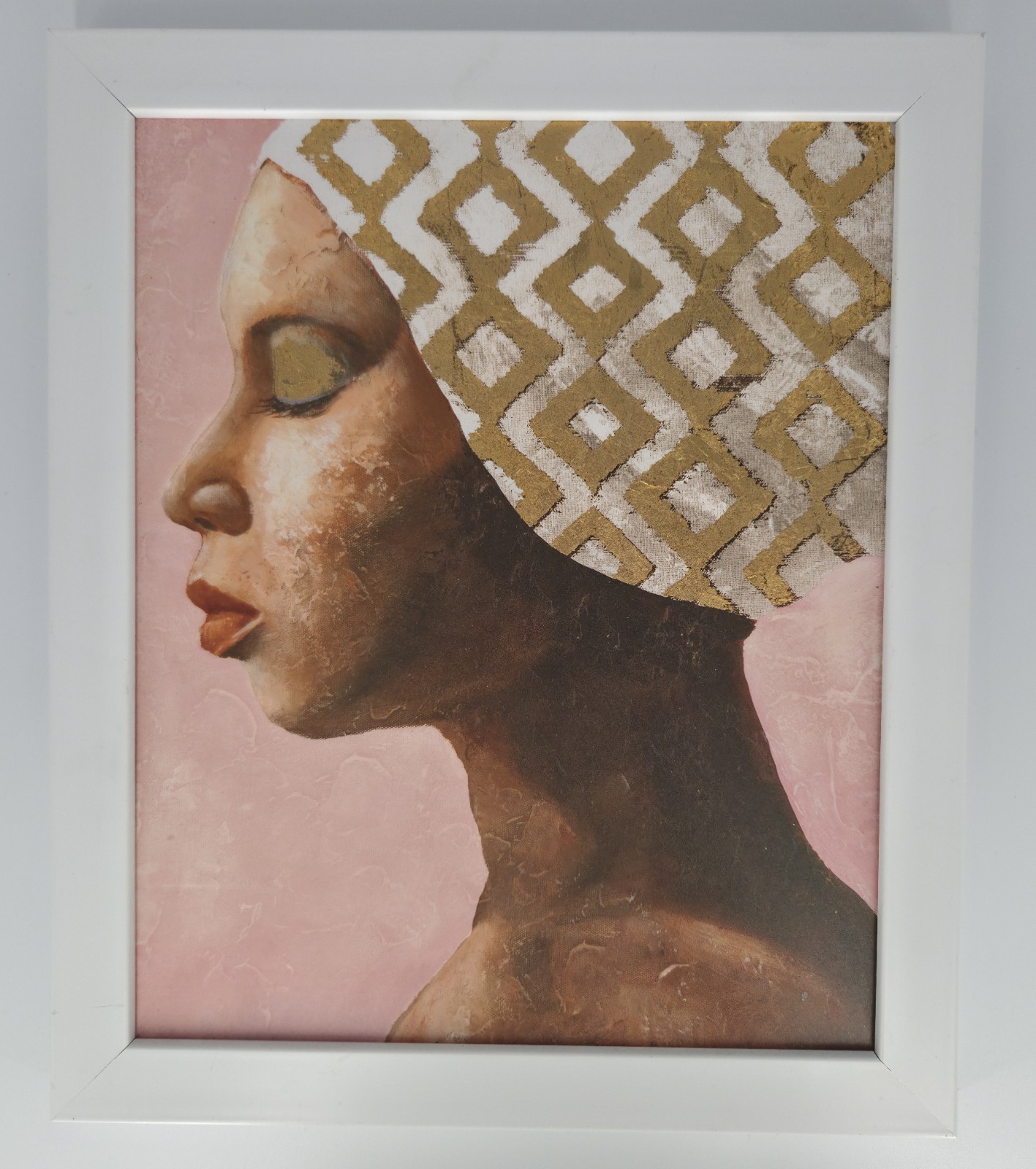 Modern Mauve Woman Art Framed Cultural Portrait Wall Decor 12.3×10.3