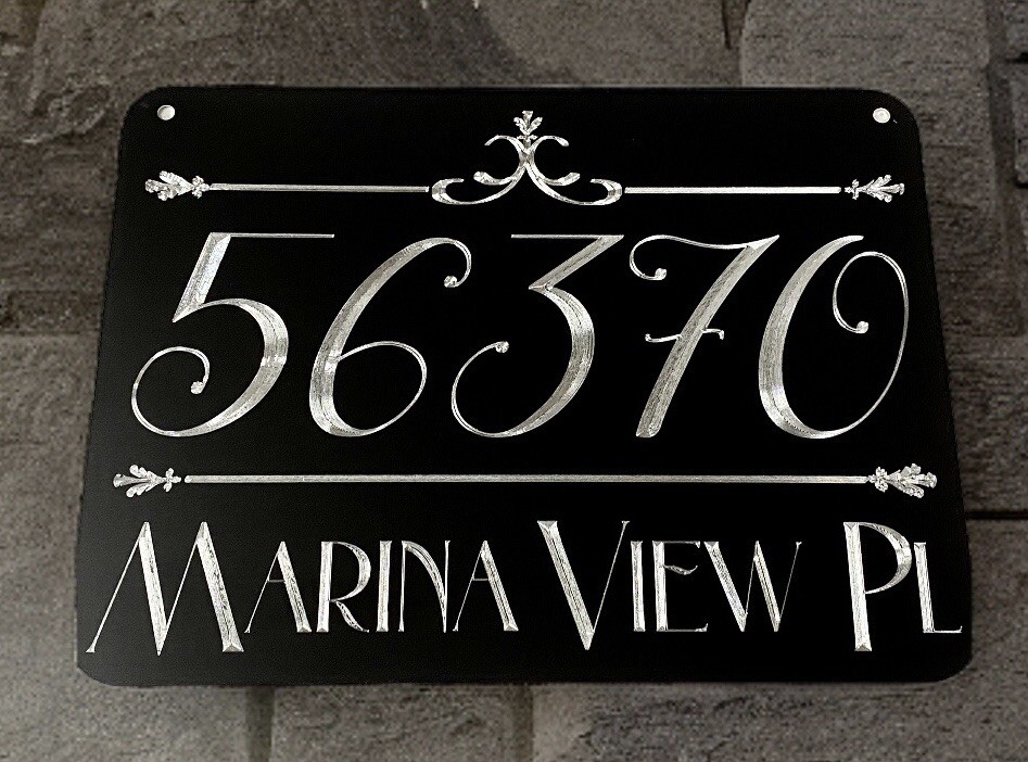 Engraved Personalized Custom House Home Number Street Address Metal Sign 12×9