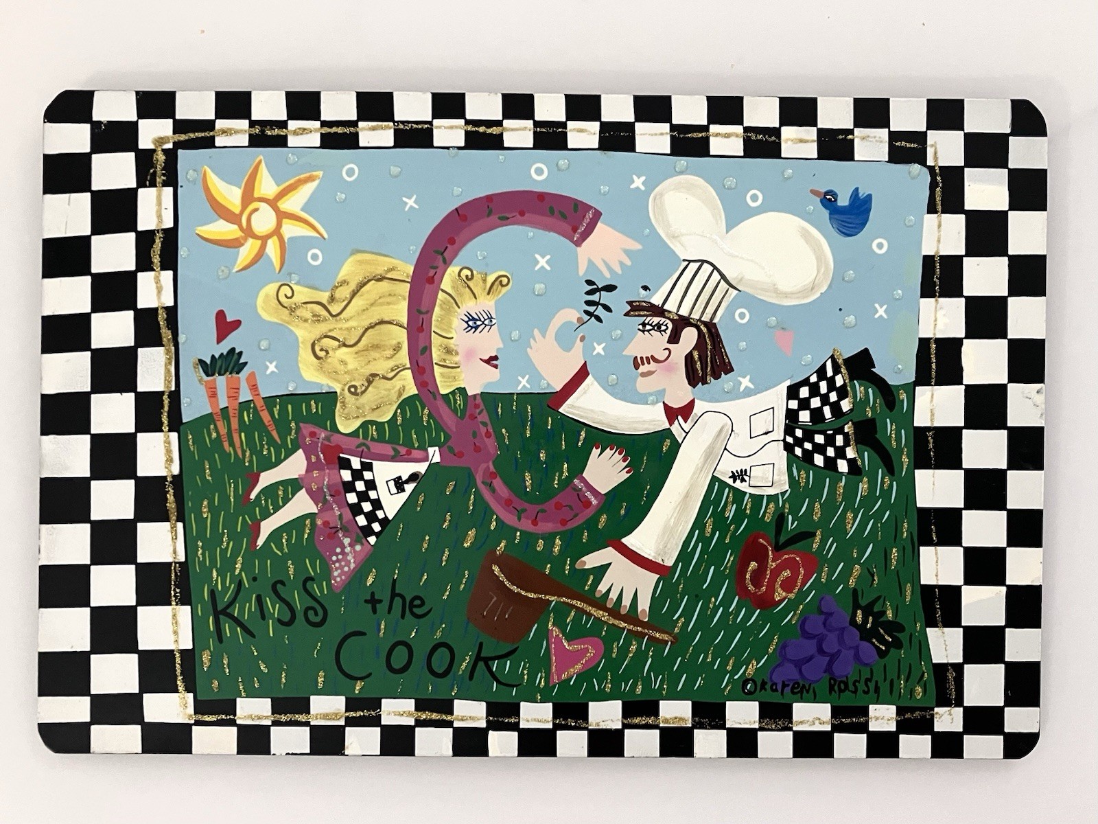 Karen Rossi Metal Kitchen Sign 12 X 8 In – Kiss The Cook – Silvestre – Whimsical