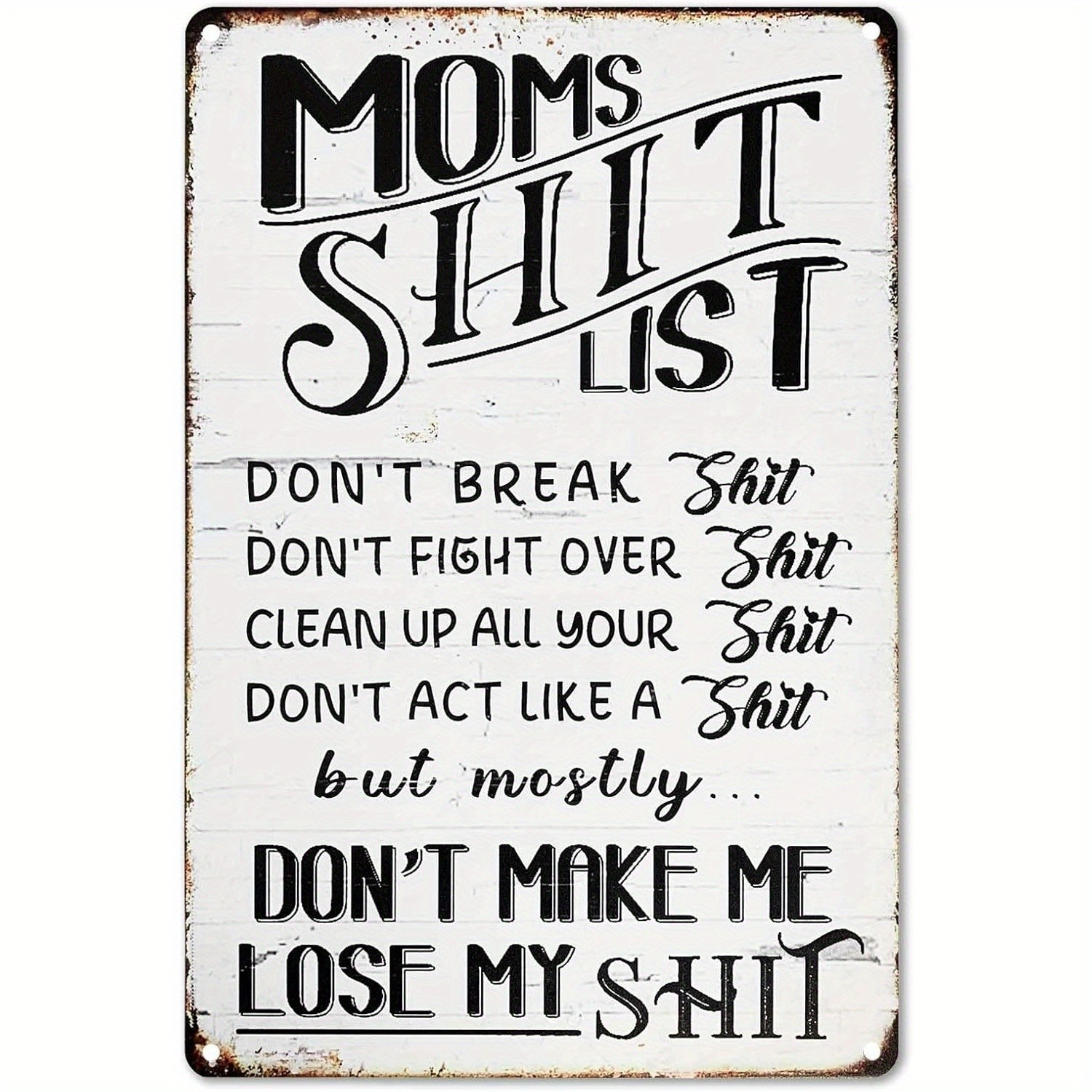 Vintage Metal Sign Aluminum 8×12 Inch Funny Moms Kitchen Door Decor