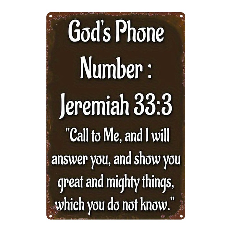 Metal Bible Verse Wall Plaque Jeremiah 33:3 8×12 Inches Iron Decor
