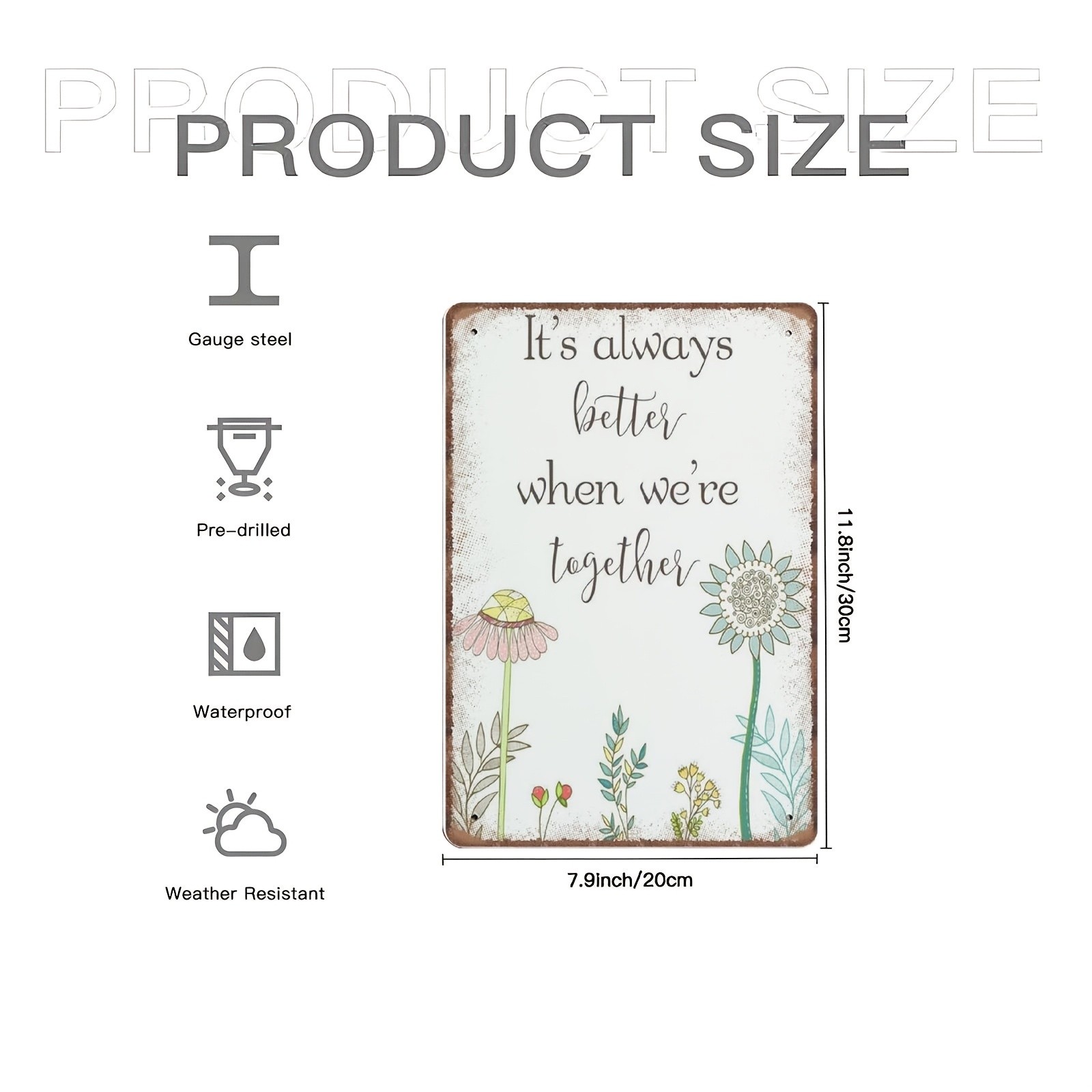 Iron Tin Sign Floral Quotes 20X30 Cm Unframed
