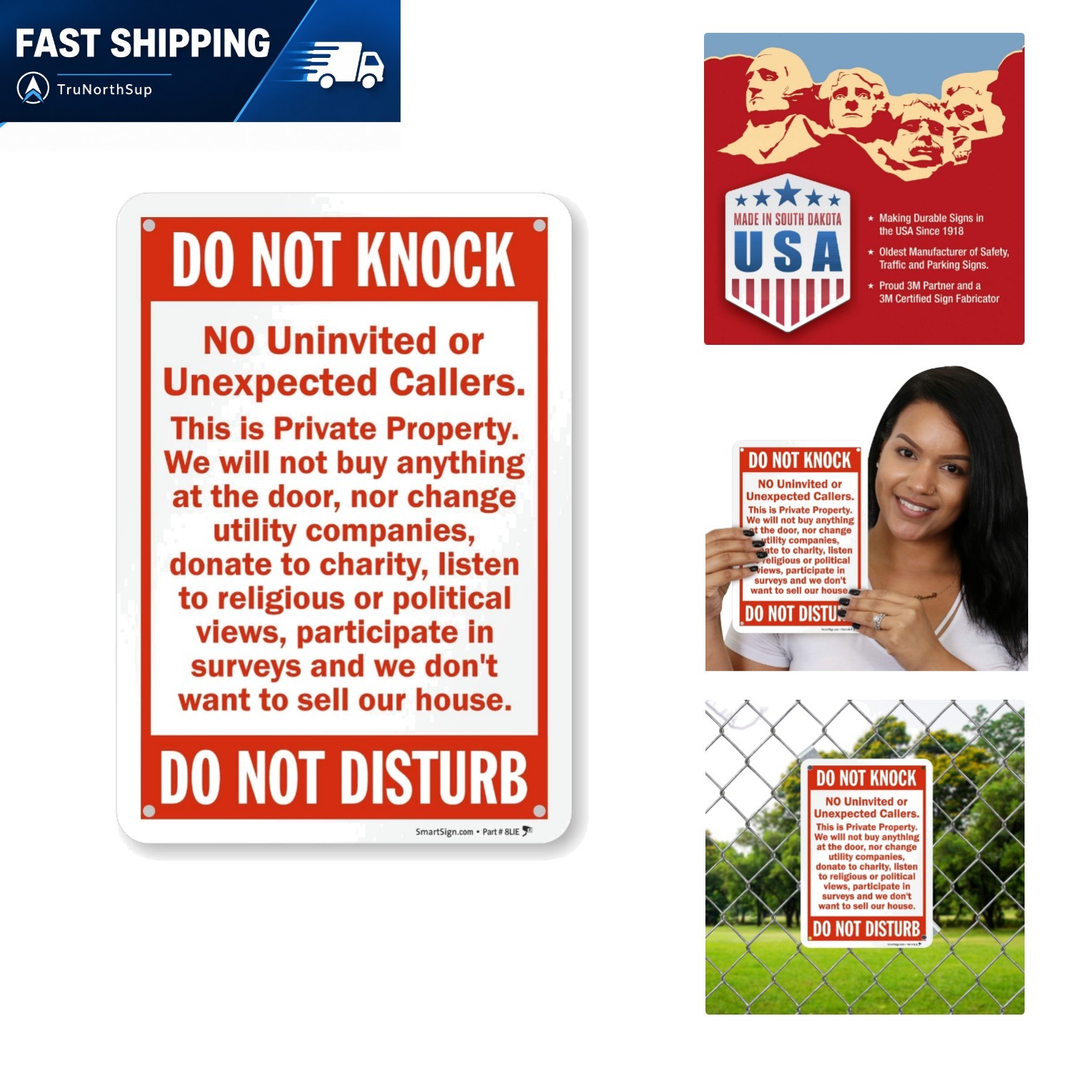 Do Not Disturb Sign 7×10 inches Plastic No Soliciting Door Mount Outdoor Indoor