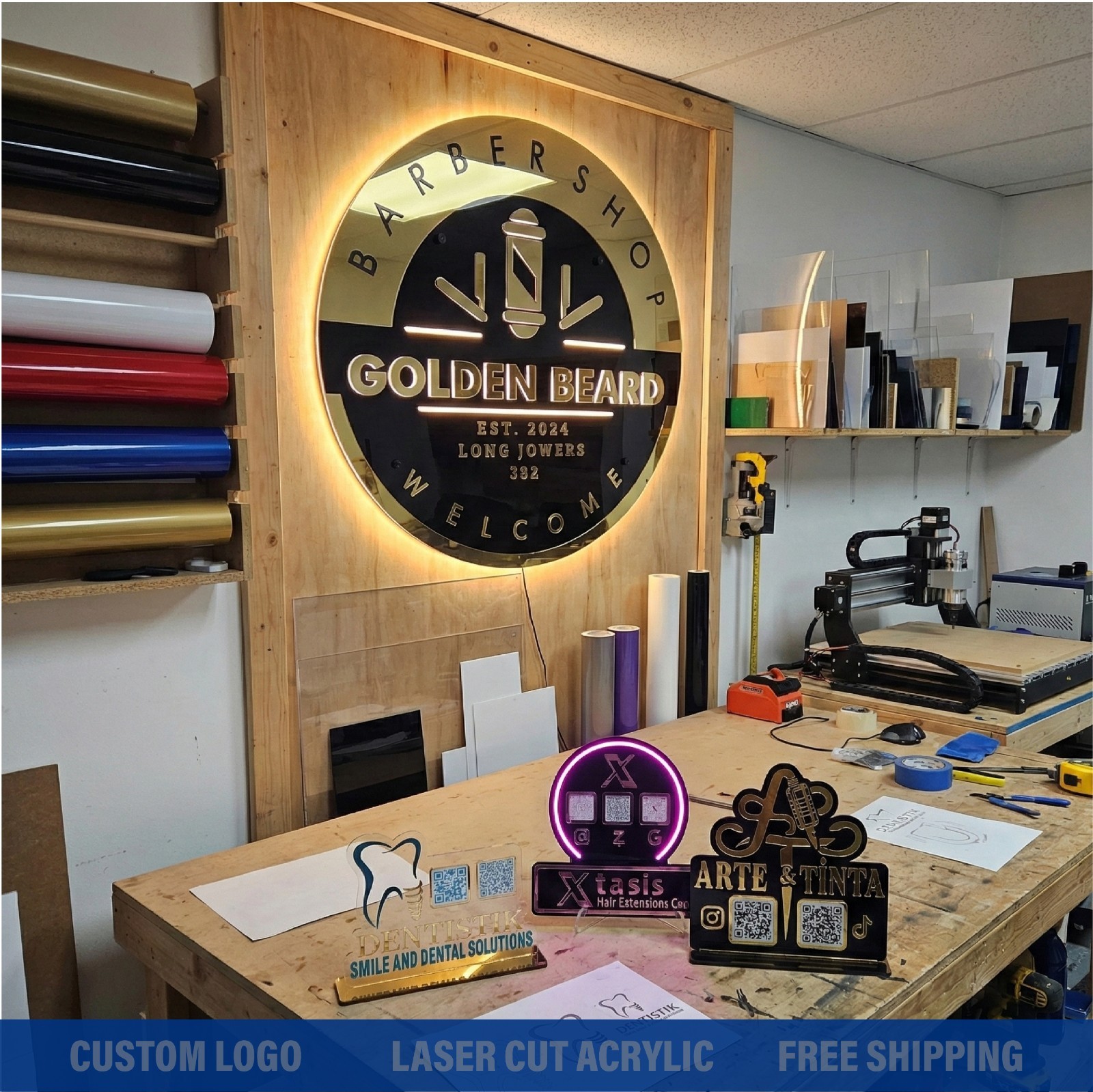 Custom Acrylic LED Logo Wall Sign – Backlit Business Wall Decor