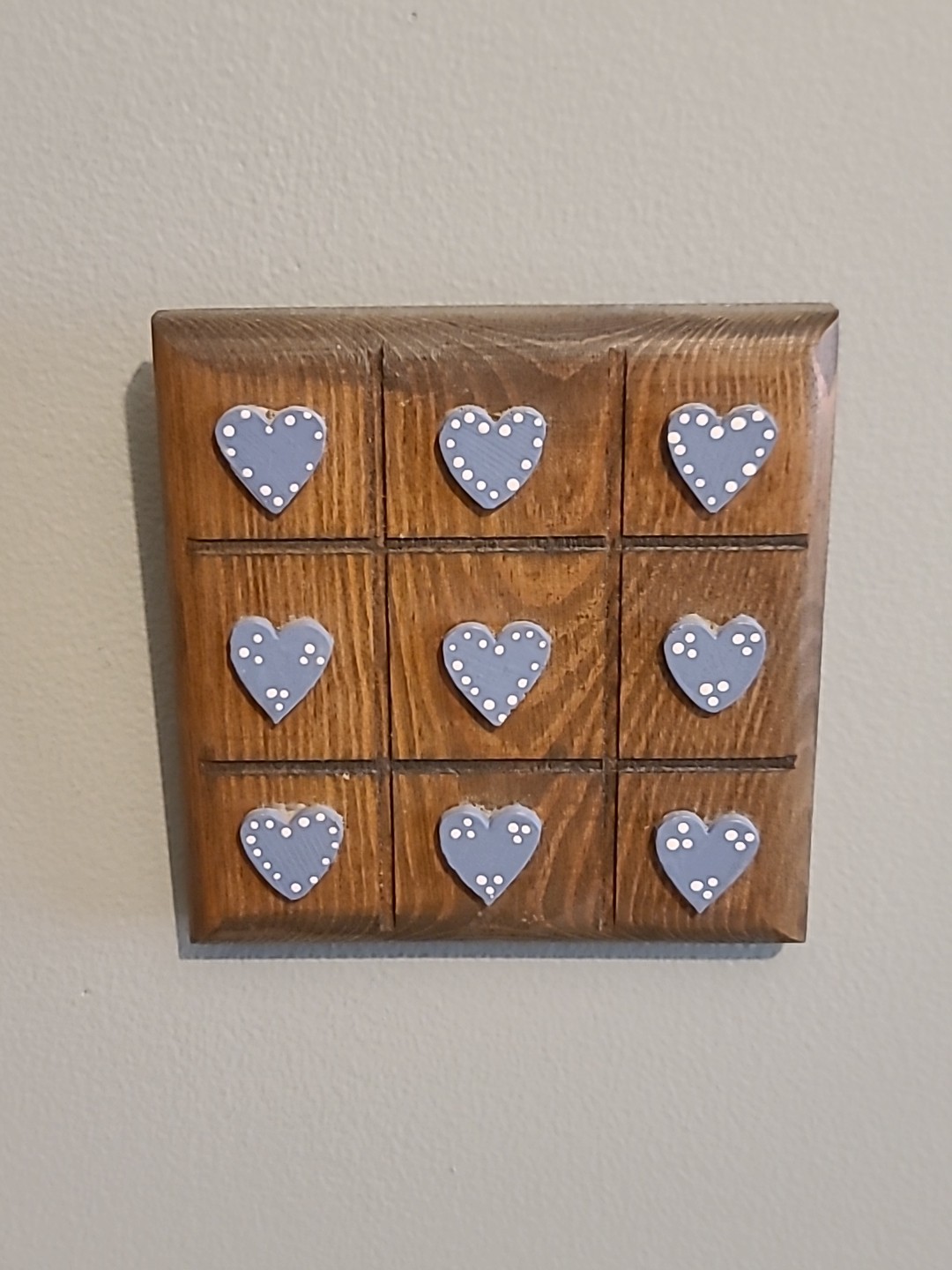 Vintage 90s Wooden Blue Heart Wall Decor Cottage Core 5×5