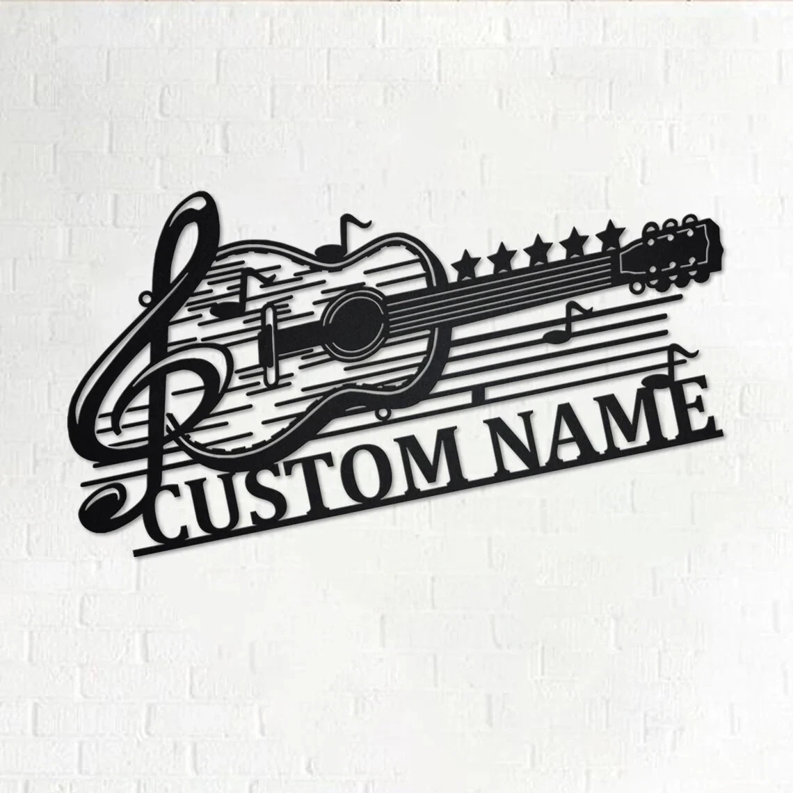 Personalized Guitar Musical Metal Name Sign, Custom Name Wall Art Decor