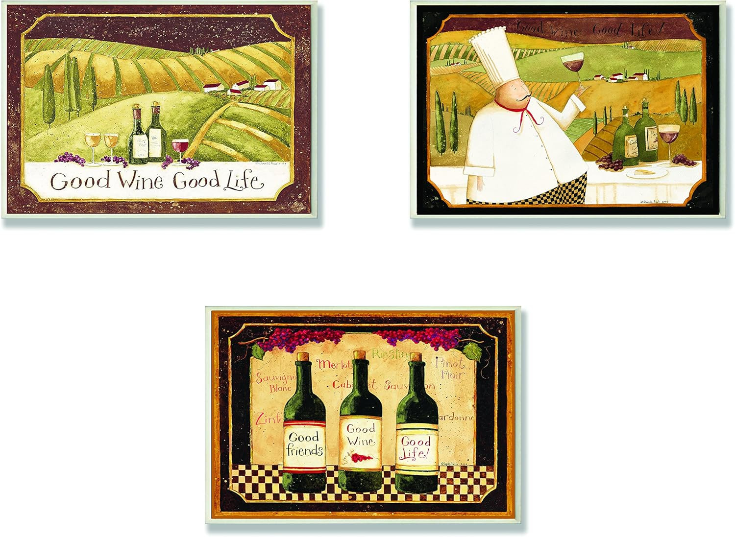 Good Friends, Wine & Life Kitchen Wall Plaque – 10×15, Made in USA