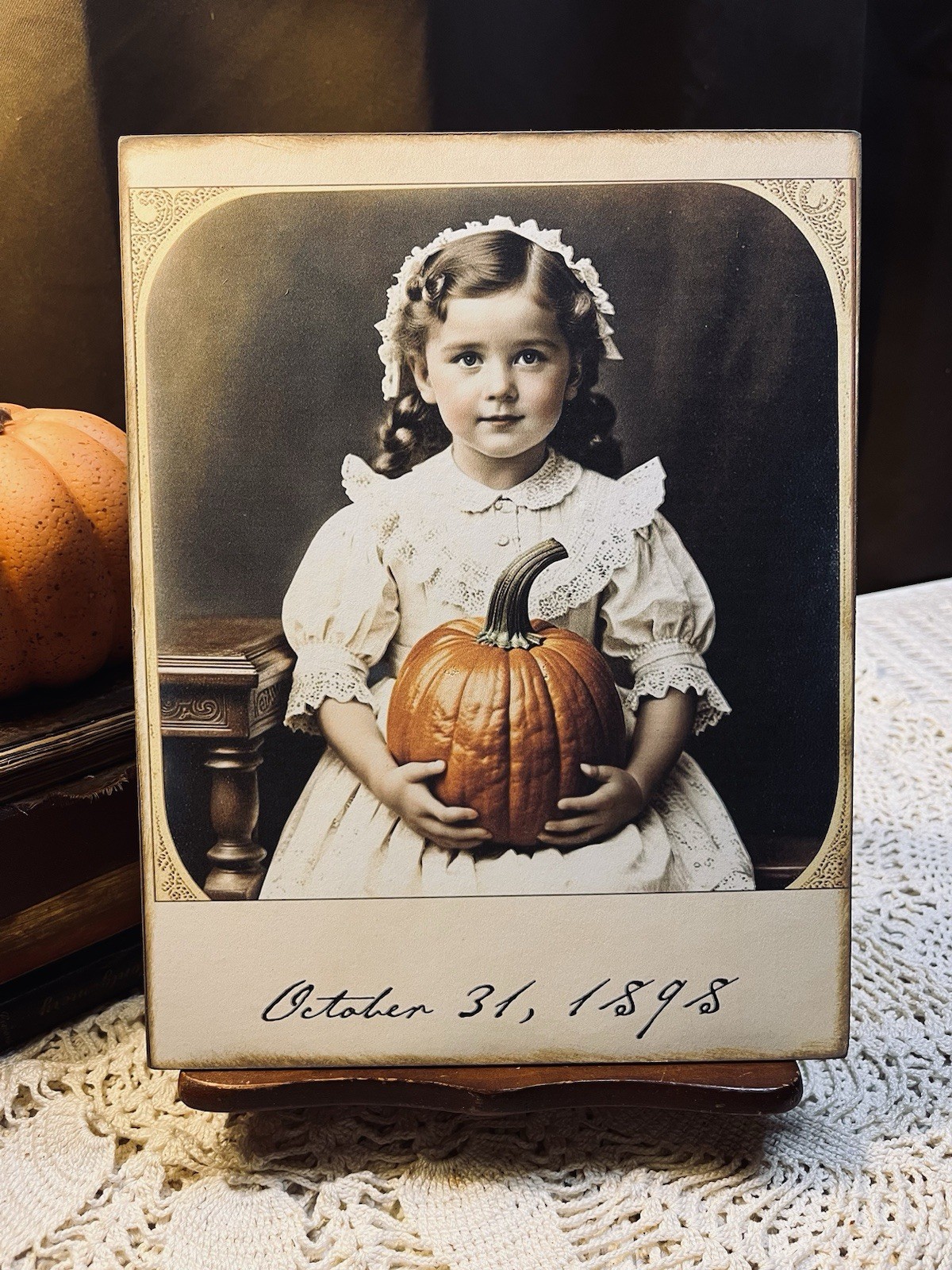 Halloween, October 31st 1898, Vintage Style Portrait, Handcrafted Plaque #3