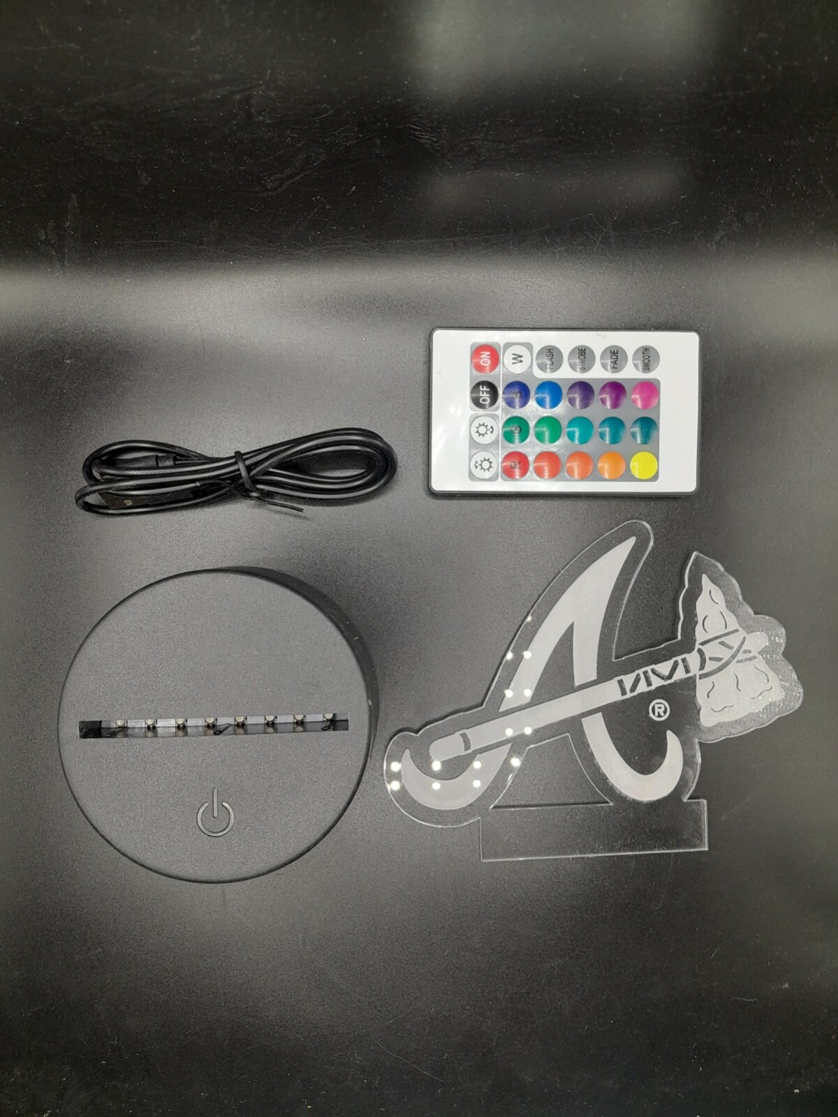 Edge Lit Tabletop Sign, Multi-Colored LED, Atlanta Braves Night Light
