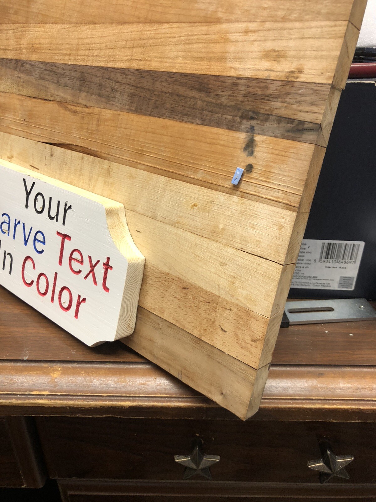 Custom Carve Saying Text In Color On White 4.5 X 9.5 X3/4 TEXT OF YOUR CHOICE»