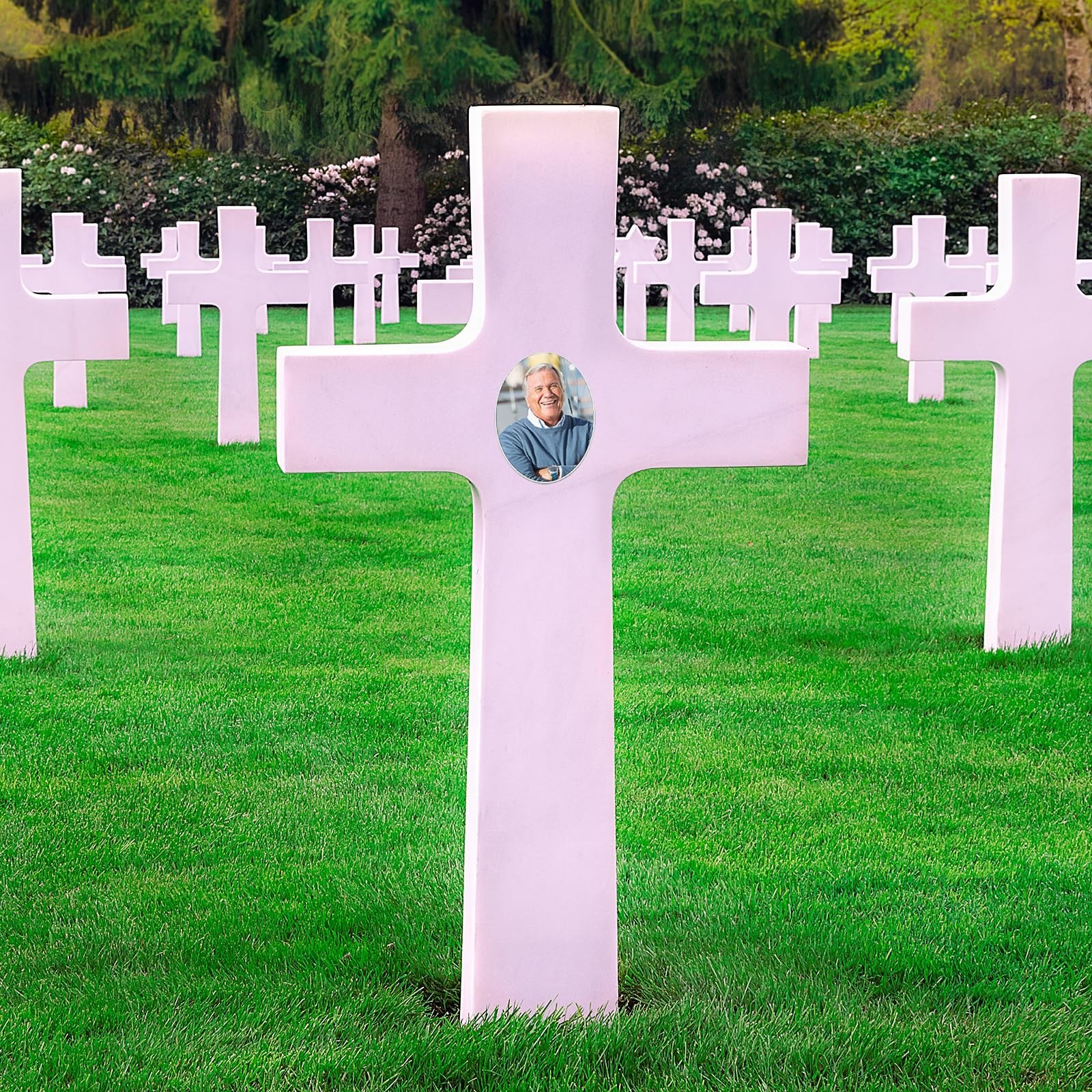 Custom Porcelain Memorial Photo Oval Headstone Grave Ceramic Plaque Portrait