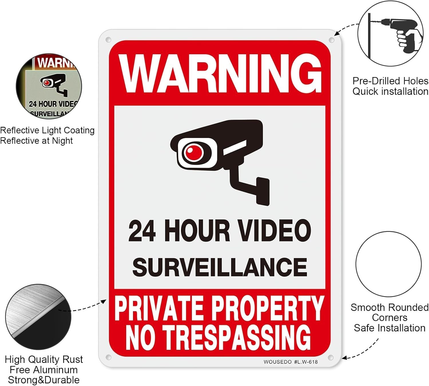 Video Surveillance Security Signs – 2-Pack UV-Resistant & Waterproof Aluminum