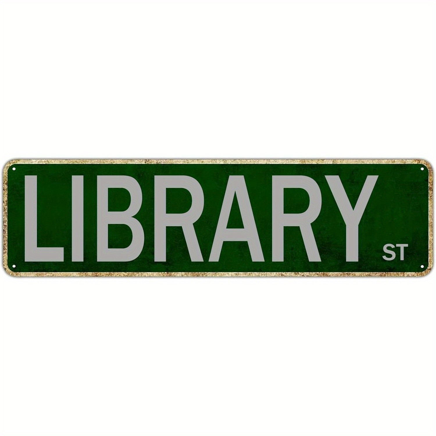Vintage Metal Street Sign 10.16×40.64cm Green White Distressed