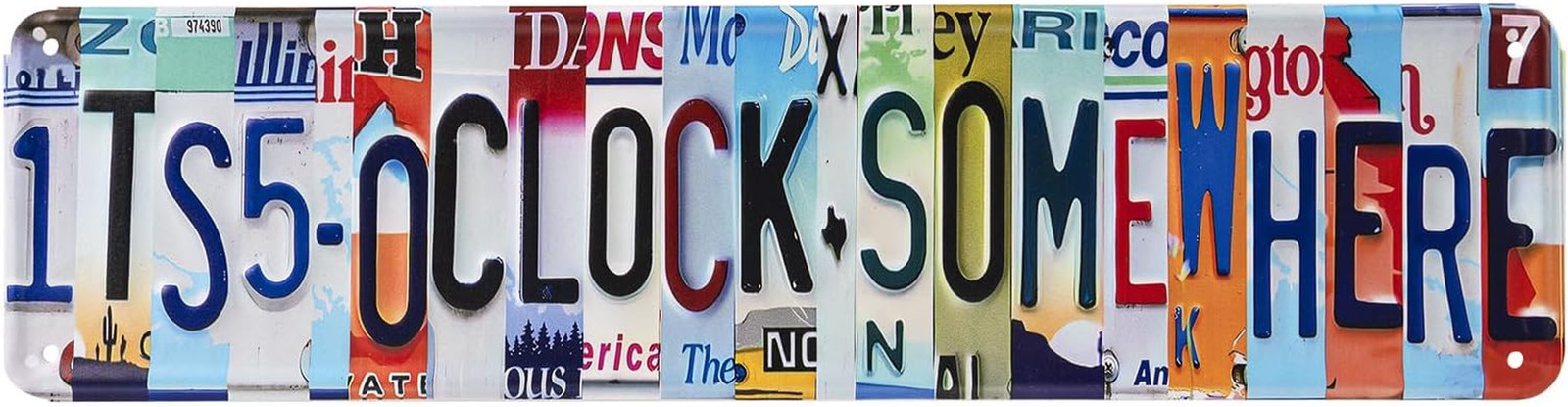 16×4 Inch Bar Signs for Home Bar Decor, 3D Metal Its 5 O’Clock Somewhere Sign, F