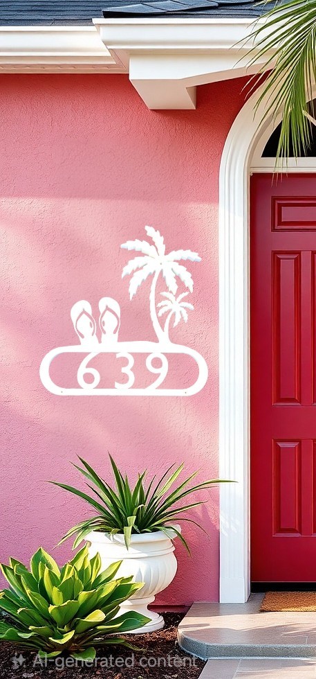 Decorative House Number Beach Time design