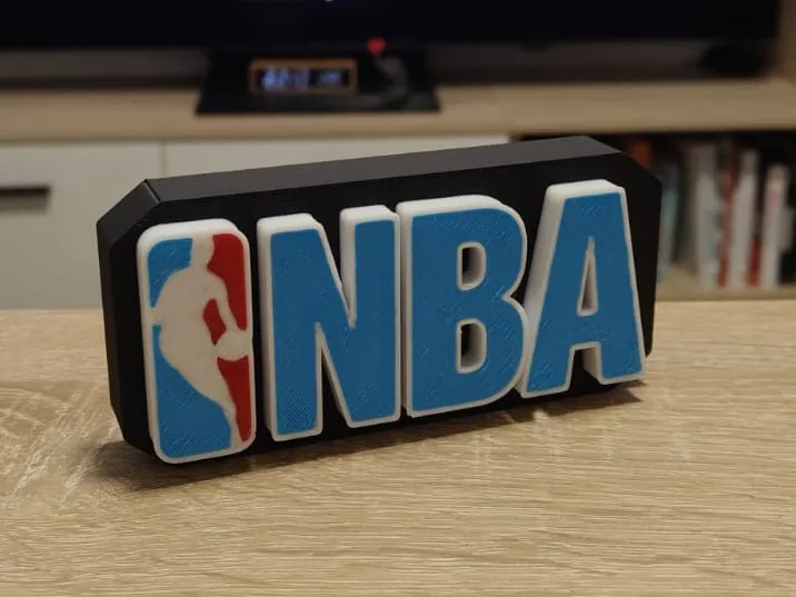 NBA Logo Sign 3D Printed Basketball Decor Man Cave Game Room Desk Shelf Display