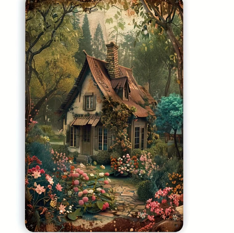 Rustic Wall Decor Enchanting Country Cottage Spring Metal Tin Sign