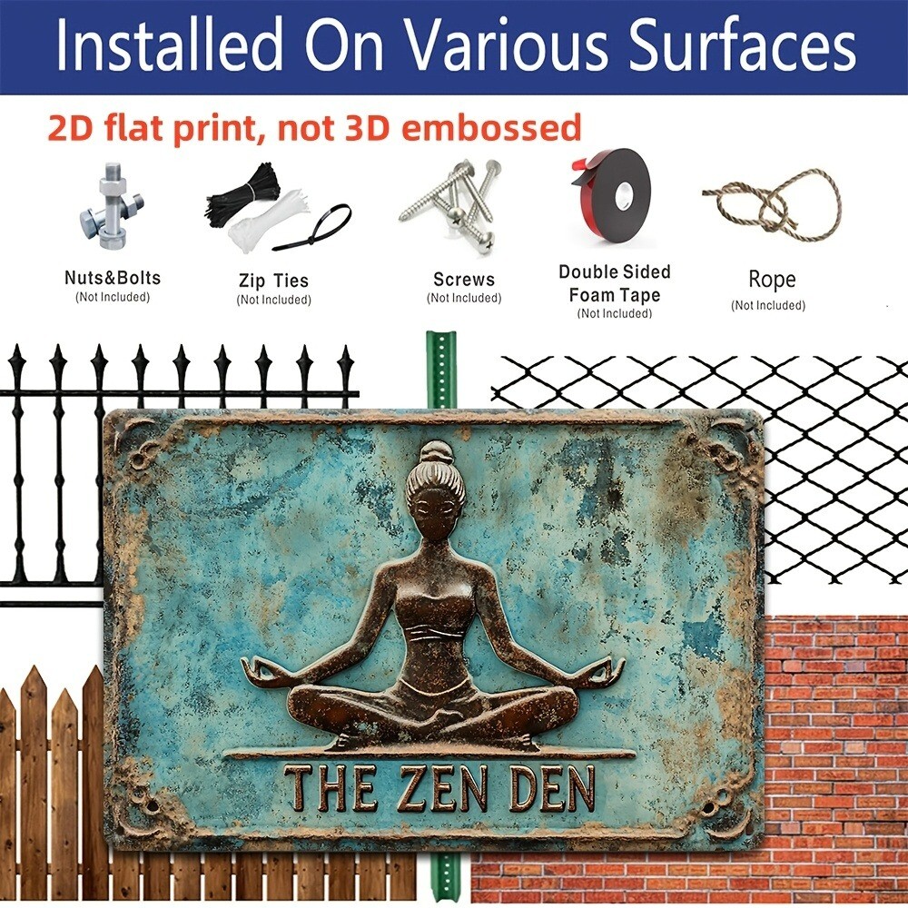 Meditation Yoga Tin Metal Sign Retro Office Wall Home Decor Yoga Studio 8″x12″