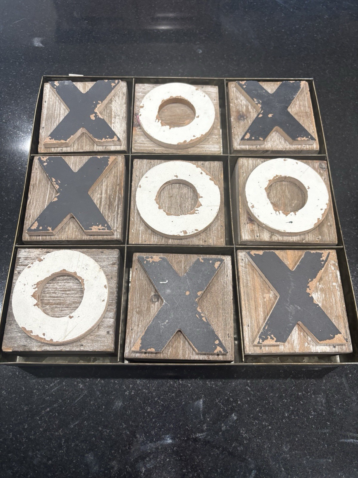 Wood Blocks Home Decor Of Tic-Tac-Toe 12 X 12 In Aluminum Base