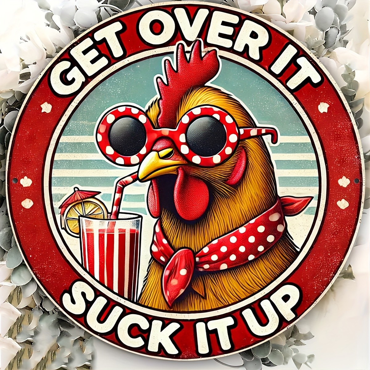 Tin Metal Signs 8×8 inches Vintage Style Metal Aluminum Wall Art Sign, «Get Over