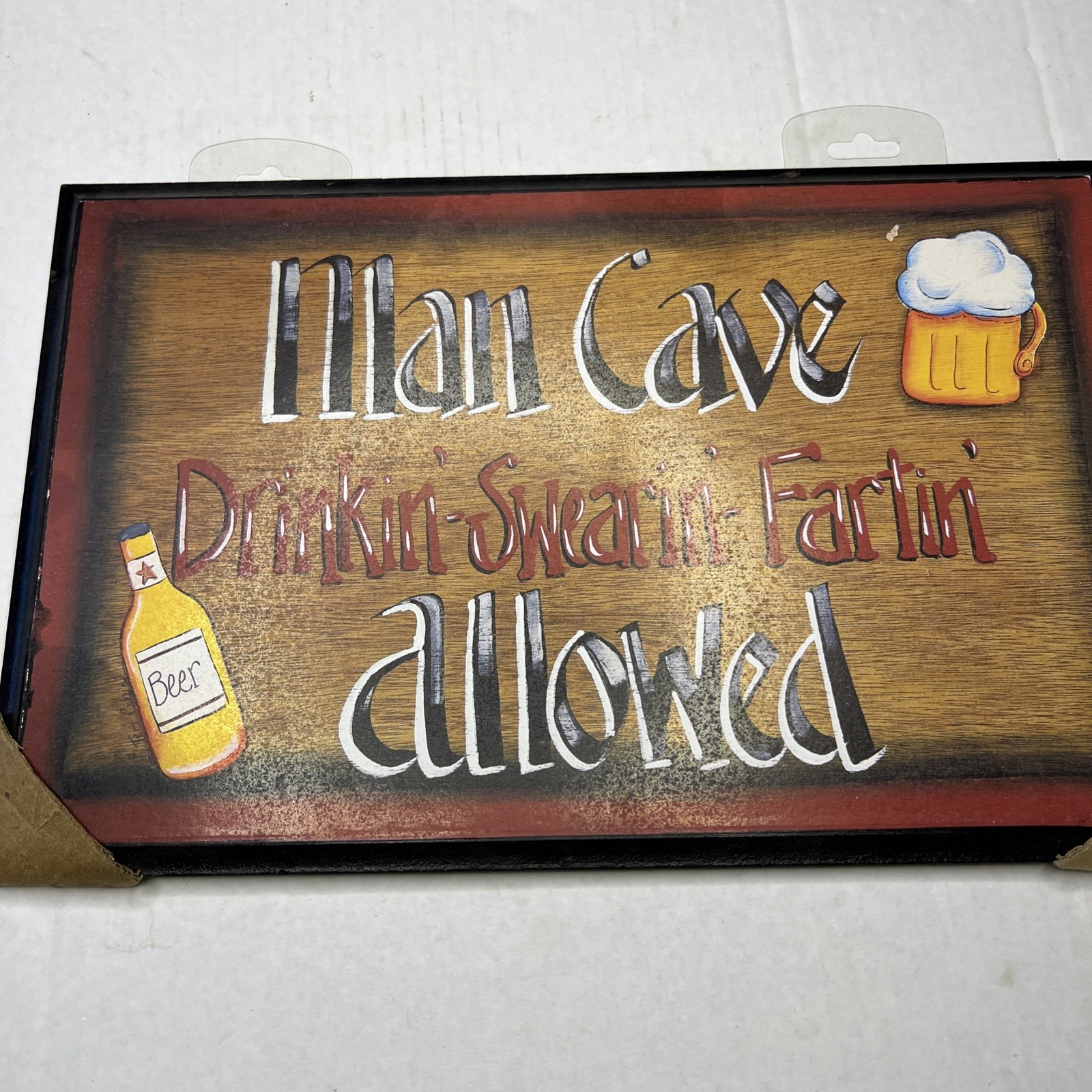 Man Cave ~ Sign ~ Drinking Swearin Fartin Allowed ~ 14 X 9 Inches ~ Wood ~ Decor