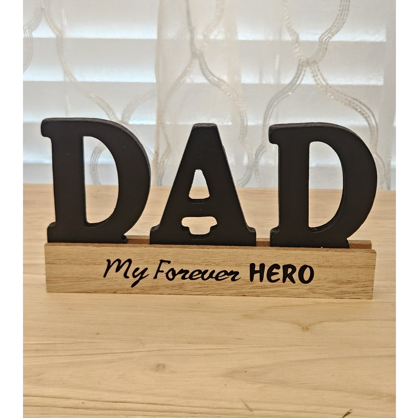 Dad «My Forever HERO» Wood Tabletop Freestanding Plaque, Small 7 in
