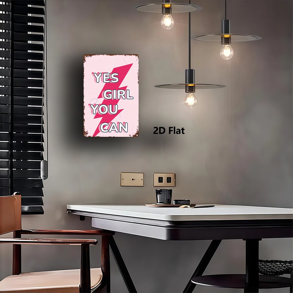 Yes Girl You Can Metal Sign Motivational Wall Decor for Girls Bedroom Dorm Gift