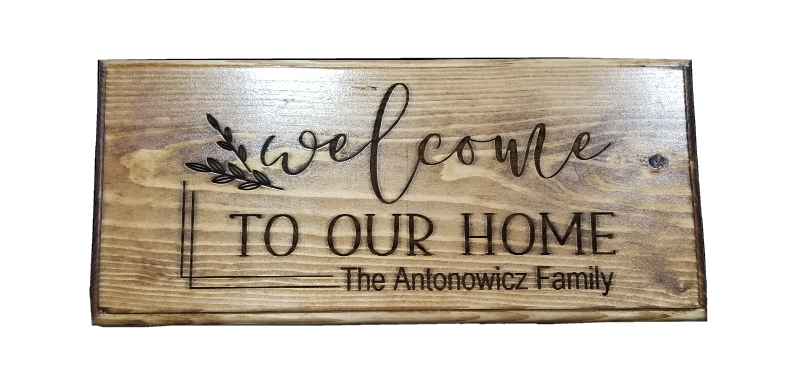 Engraved Wood Welcome Family Name Sign Personalized Name Sign 16×7.5
