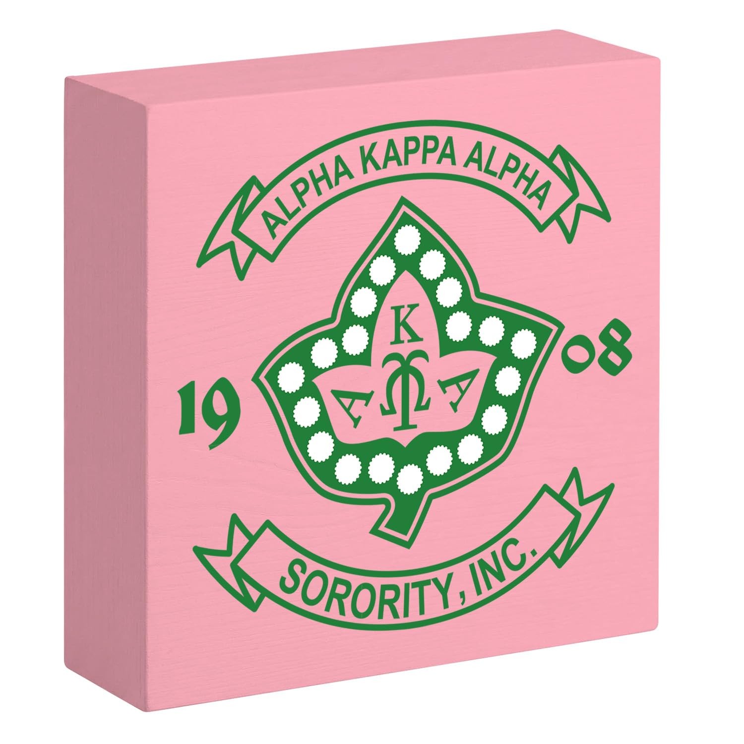 AKA Sorority Gifts for Office Decor, Wooden Desk Sign with Pink and Green Ivy…