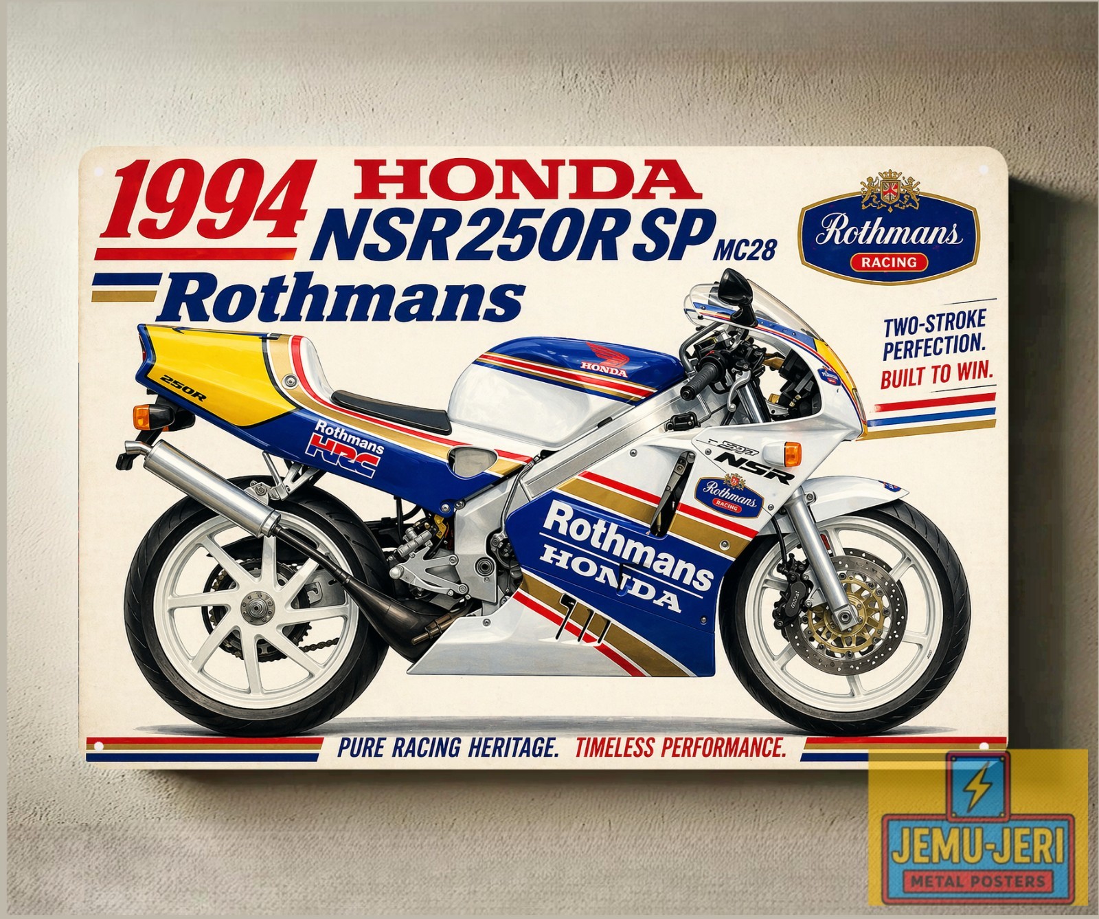 1994 Honda NSR250R SP MC28 Rothmans Motorcycle Metal Poster 30x20cm Sign
