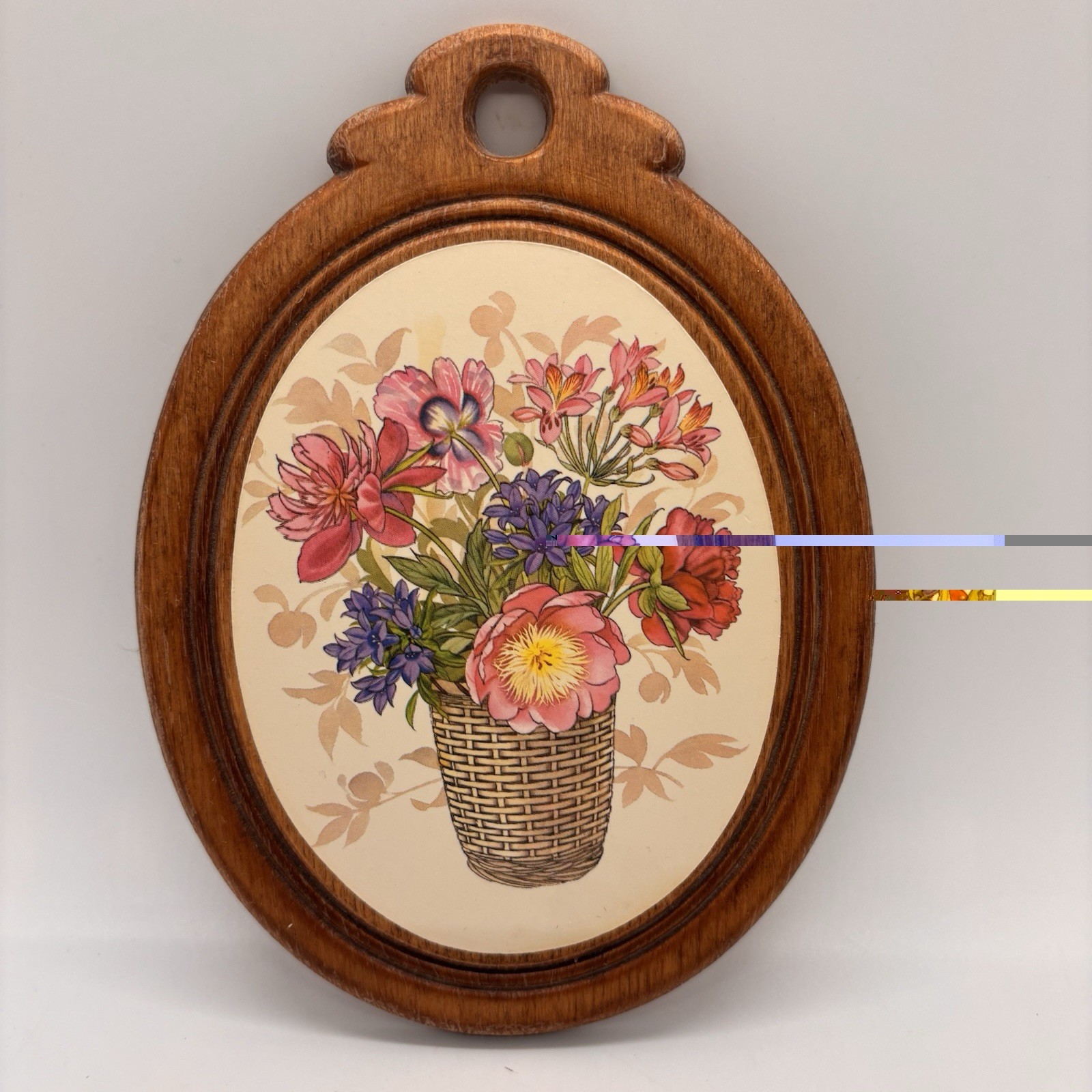 Vintage Floral Wood Paper Plaque Wall Decor Flowers Cottagecore Gallery Wall 6in