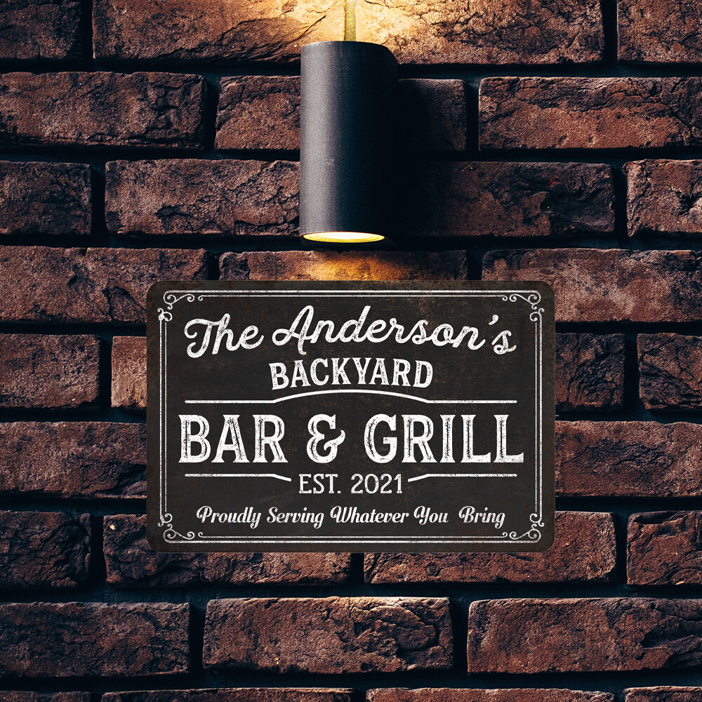 Personalized Backyard Bar and Grill Sign Patio Decor Porch Deck Pub 108120072001