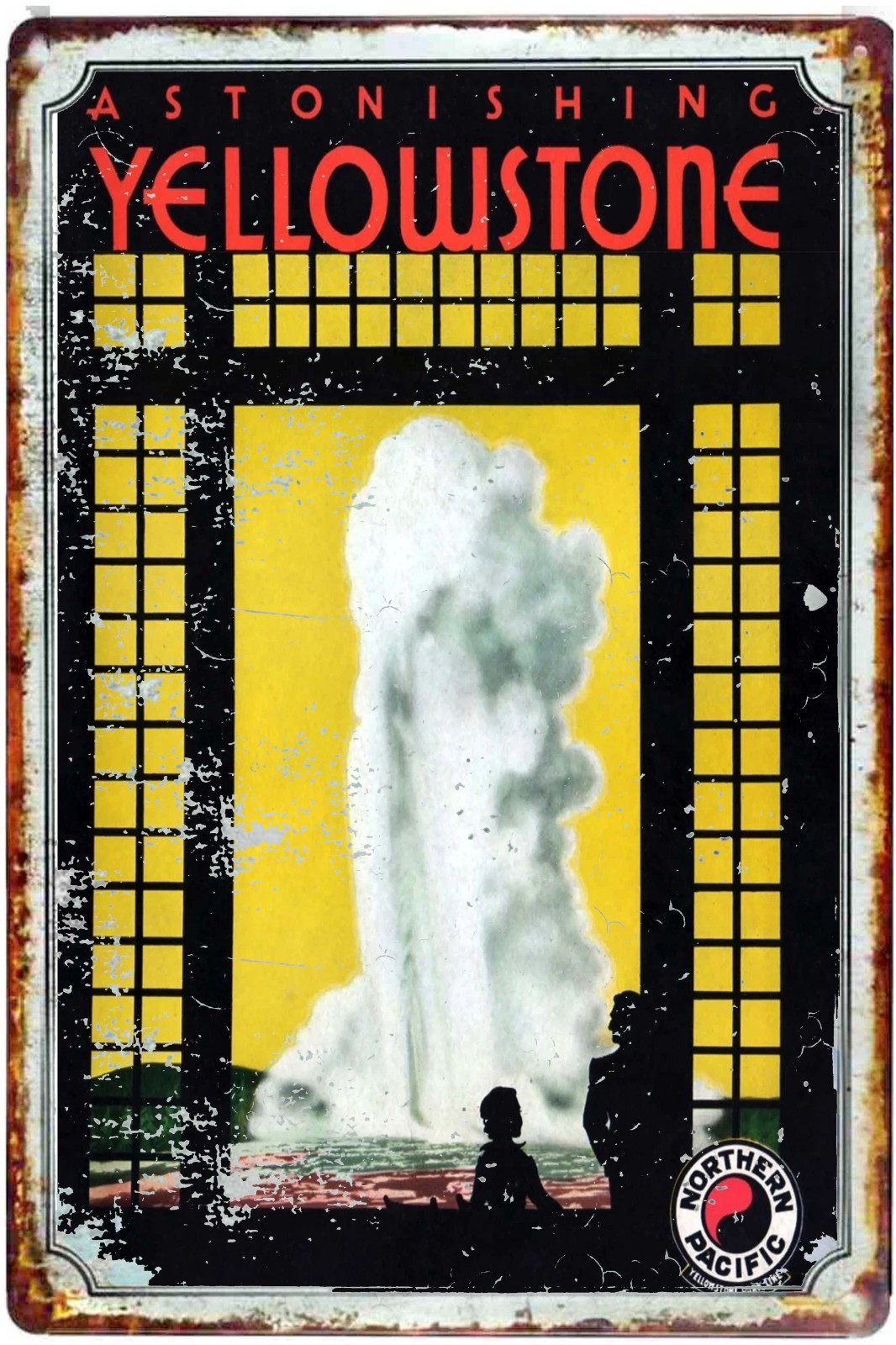 Yellowstone Park 1933 Wyoming Tin Sign Size to 12 x18 Travel Poster Advertising