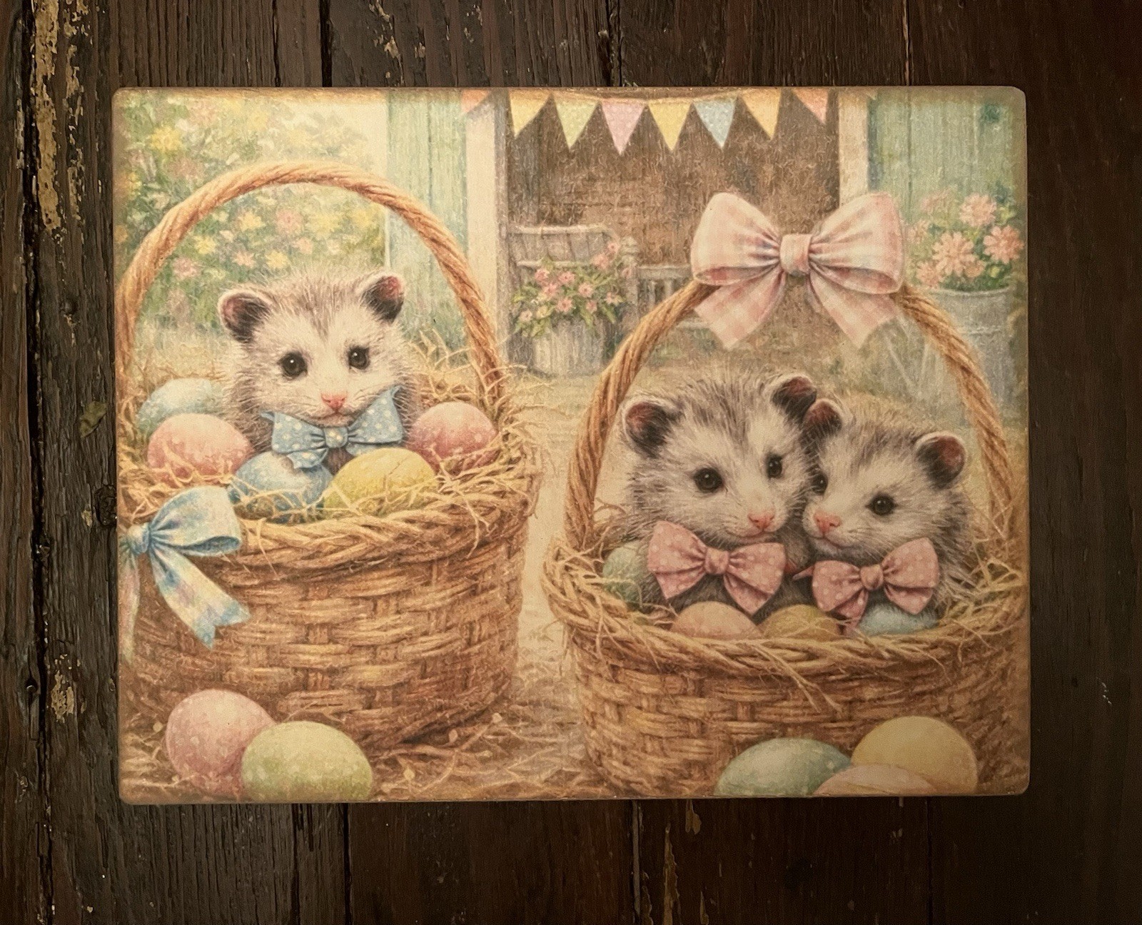 Easter Animals: Possums, Handcrafted Plaque