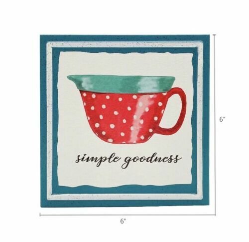 NEW! THE PIONEER WOMAN SIMPLE GOODNESS 6X6 METAL BOX SIGN TURQUOISE POLKA DOT