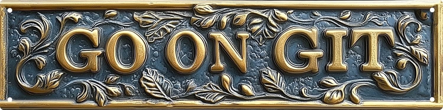 Go On Git Horror Sign 16×4 Inch Funny Metal