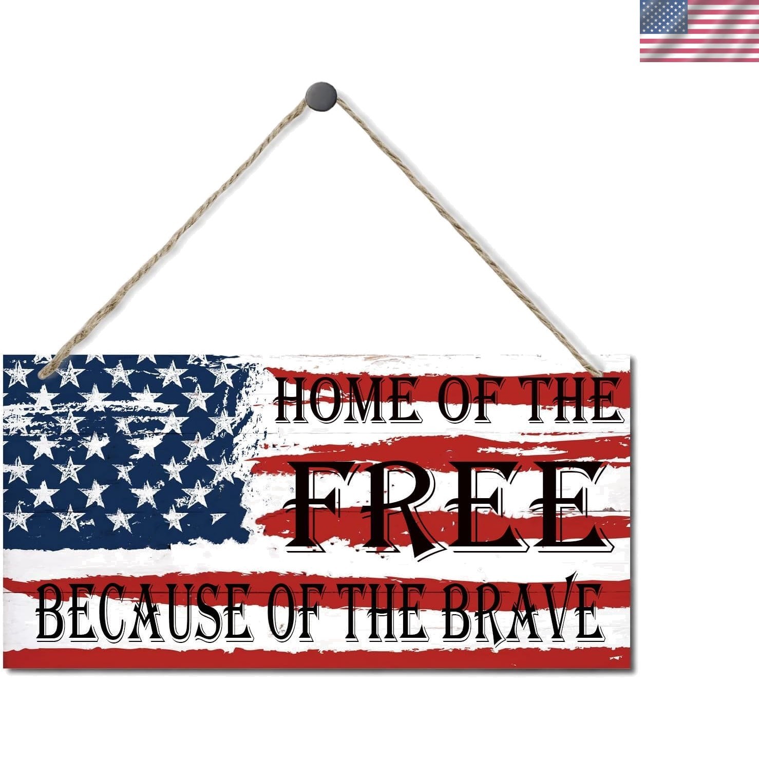 Unique 6×12 Inch Wooden Patriotic Sign – Perfect for Home or Office Decor