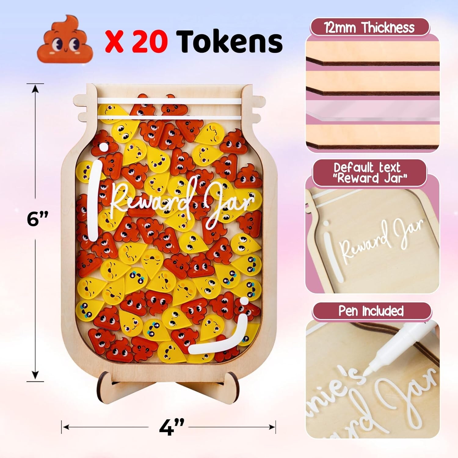 20 Tokens Magnetic Potty Training Reward Jars For Kid Toddler Back To School DIY