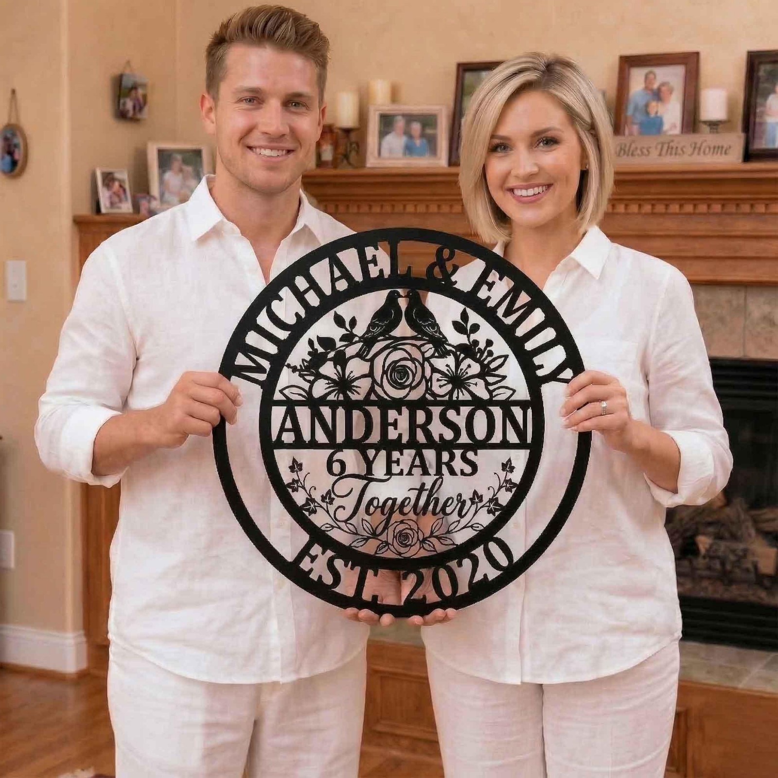 Personalized Anniversary Metal Sign Custom Wedding Year Decor