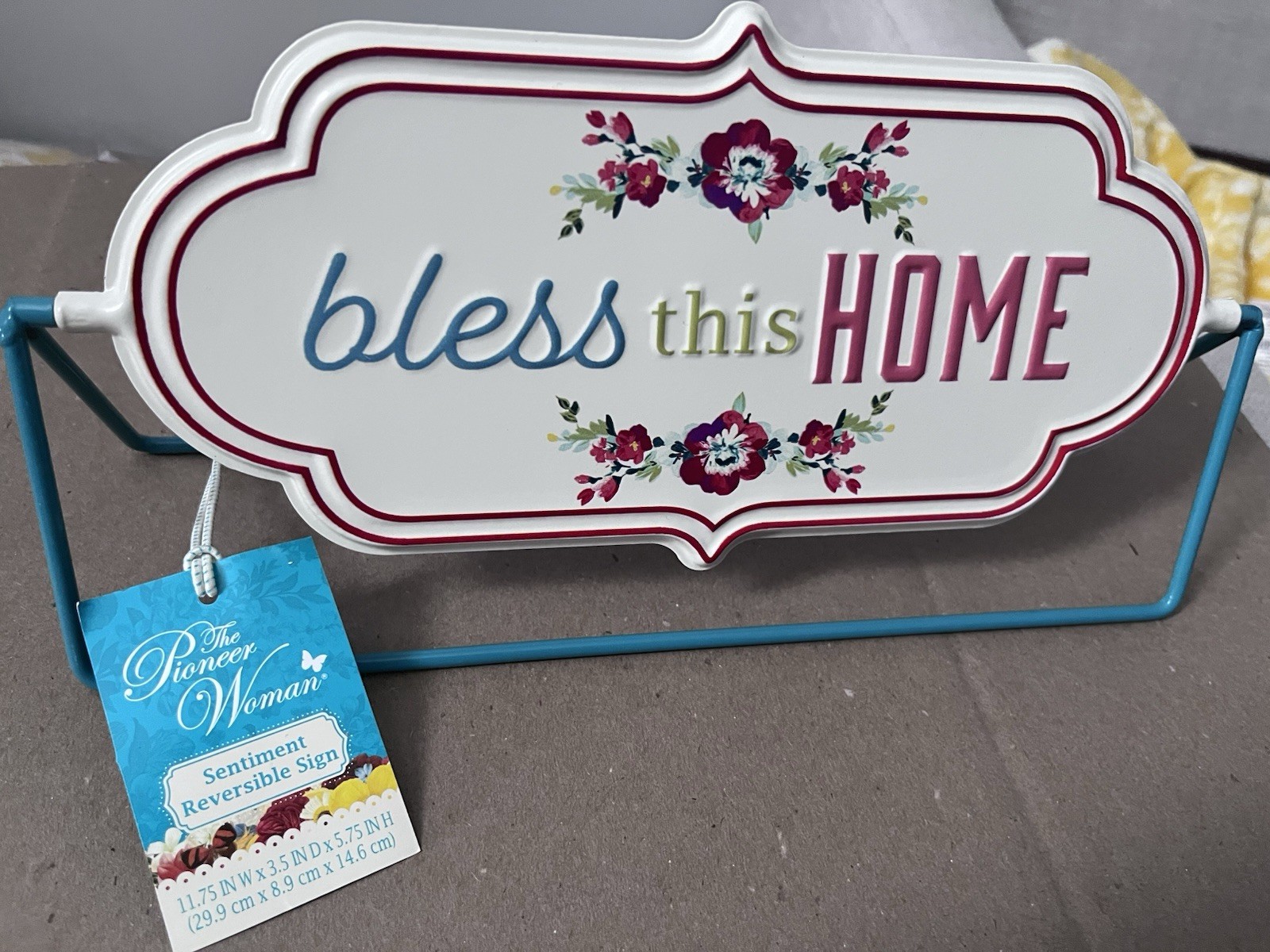 The Pioneer Woman Sentiment Reversible Metal Sign Bless This Home 11.75 in