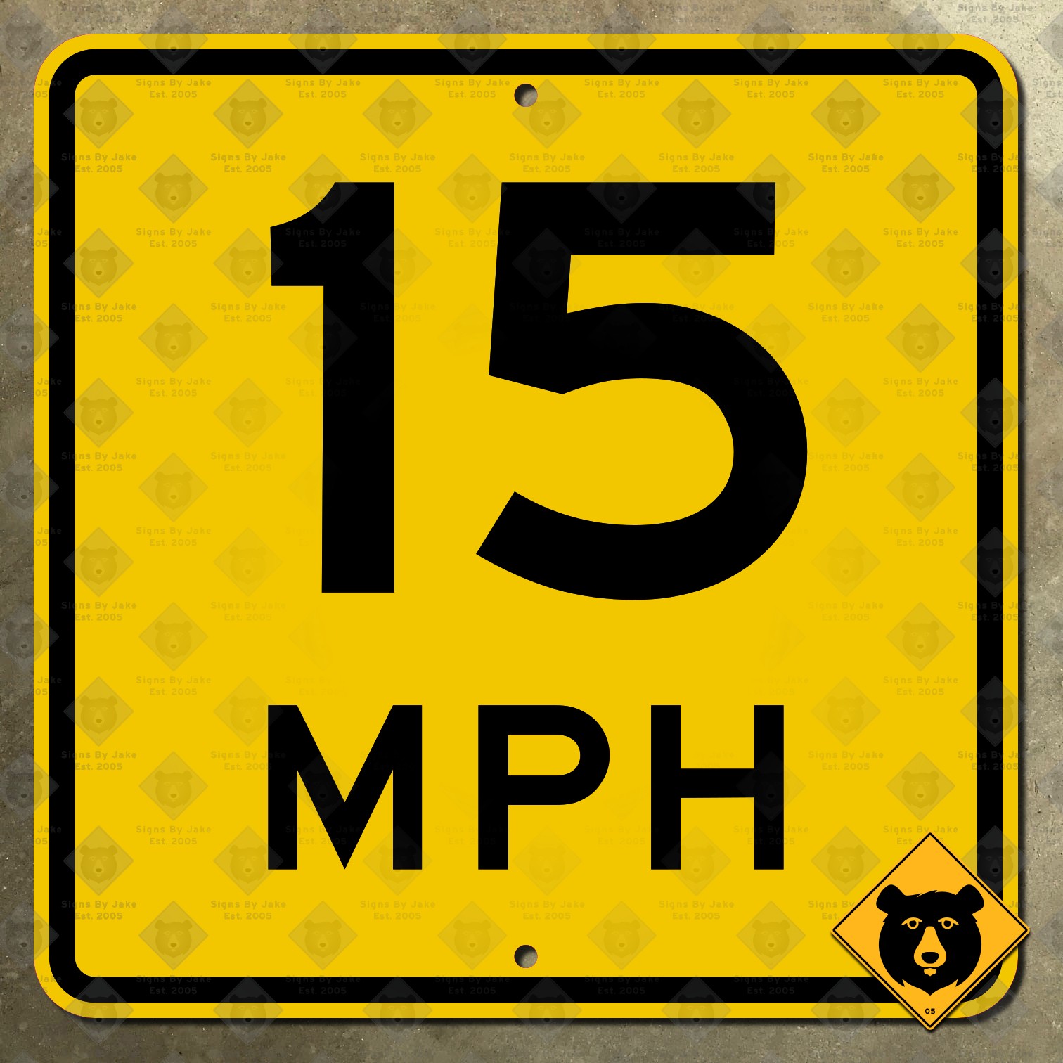 United States advisory speed 15 mph warning highway road sign 12×12