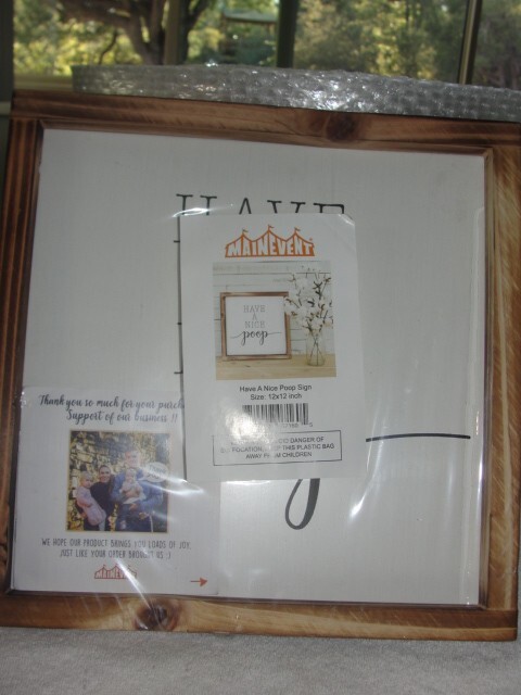 HAVE A NICE poop bathroom sign wood framed 12×12 inch Main Event