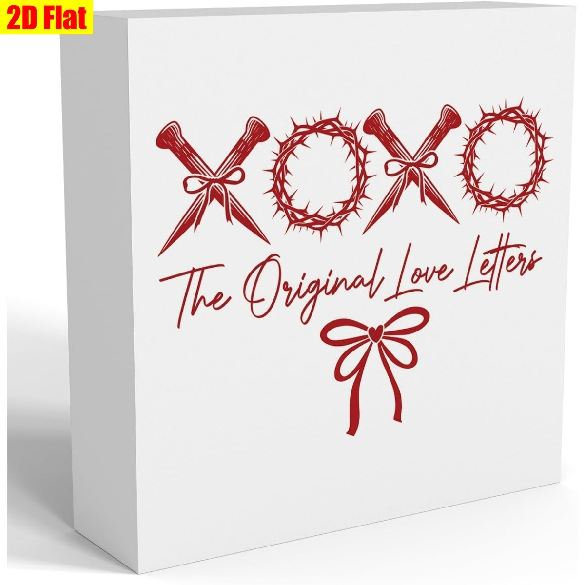 5x5in Wooden Box Decor «XOXO The Original Love Letters» Religious Love Sign Gift