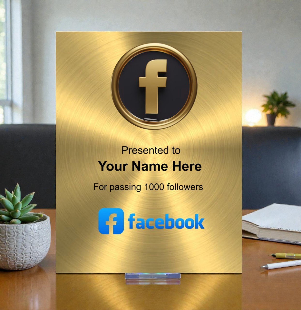 Facebook Customized Award | 8×10 Photo Plaque | Made of Metal