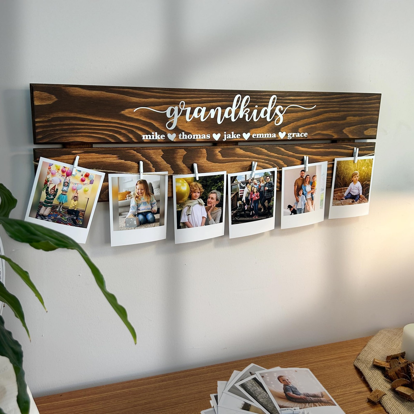 Custom Family Photo Display, Solid Wood – Custom Grandparent Gift
