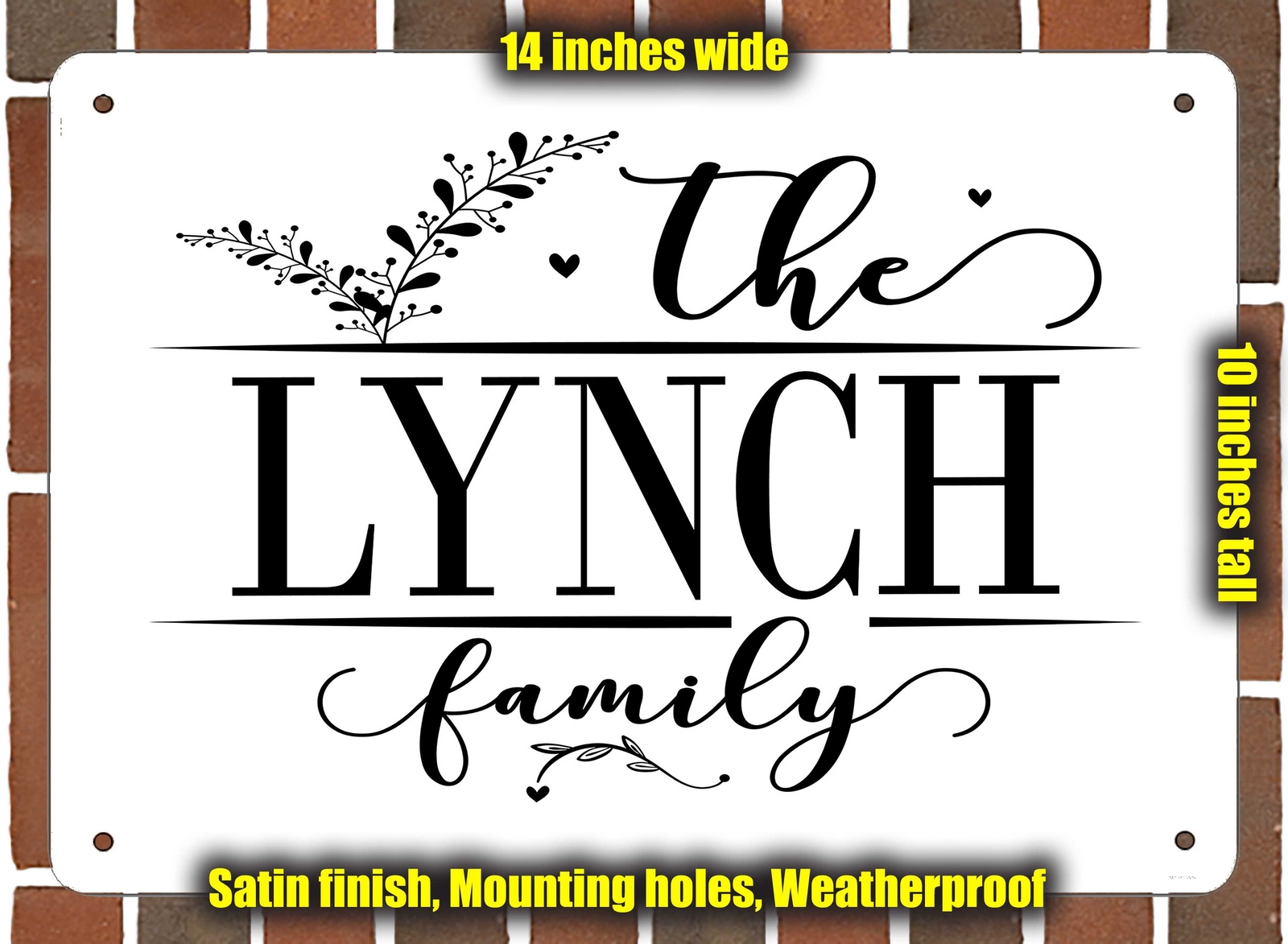Lynch Family Decorative Metal Door or Wall Plaque (Style 2)