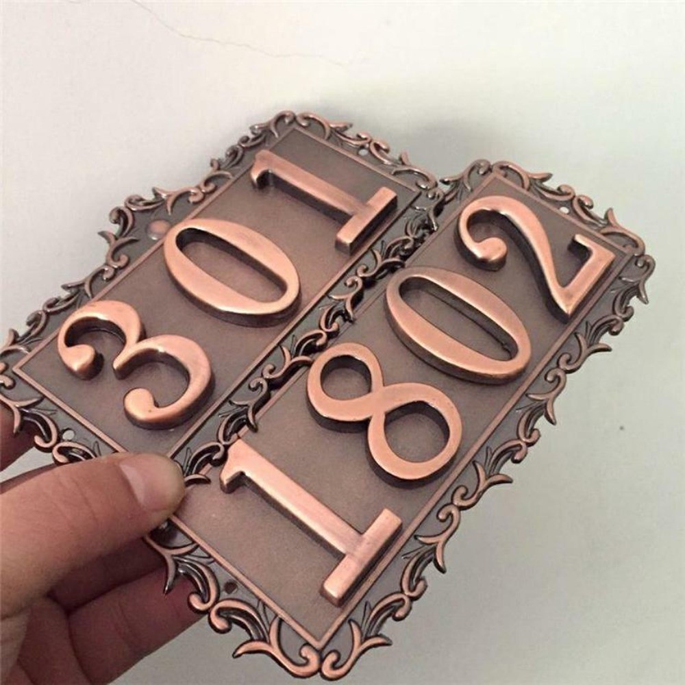 3-4 Numbers Letters Customized House Apartment Door Address Plaque Metal Copper