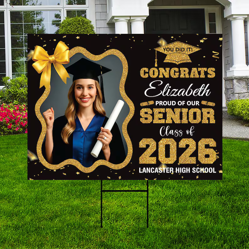 Personalized Graduation Yard Sign Custom Photo Name Class